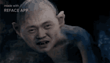 a man without a shirt is looking at the camera in a reface app photo .