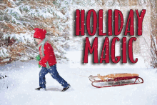 happy holidays holiday magic snowing sledding snow