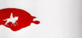 a silhouette of a man riding a horse is surrounded by red spots