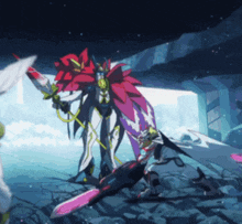 a cartoon drawing of a robot with a flower on its head