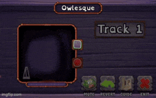 a cartoon owl is playing a video game called owlesque .