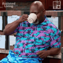 Drinking Coffee Mr Brown GIF - Drinking Coffee Mr Brown Assisted Living GIFs