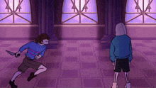 a cartoon of frisk and sans in a room