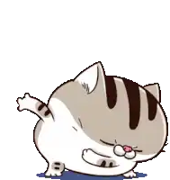 a cartoon cat is laying down with its eyes closed and a pink nose .