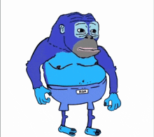 a cartoon of a blue monkey with ropa underwear
