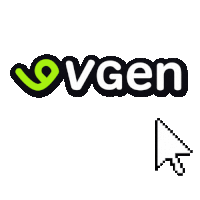 a green and black logo for vgen next to a mouse pointer
