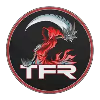 a tfr logo with a grim reaper holding a sword