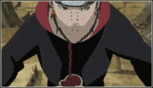 a pixelated image of a person with a red heart around his neck
