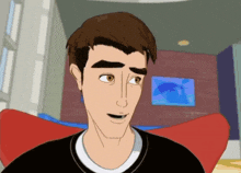a cartoon of a man sitting in front of a television