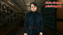 a man points at the camera with the words get out of te van below him