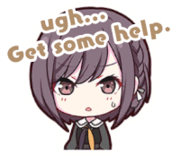 a sticker of a girl with the words " get some help " on it