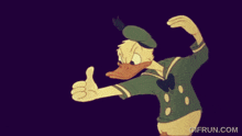 a cartoon of donald duck with the website gifrun.com in the lower right corner