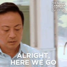 Alright Here We Go Vincent GIF - Alright Here We Go Vincent The Great Canadian Baking Show GIFs