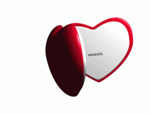a red and white heart shaped weevils item