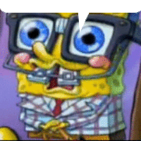 a close up of a cartoon character wearing glasses