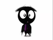 a cartoon bat wearing a purple tie is standing on a white background