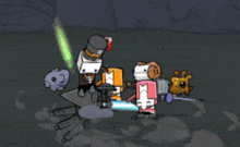a cartoon of a knight with a sword and shield in a game