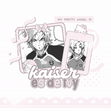 a poster that says kaiser es de ivy in pink