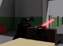 a person holding a gun in a dark room