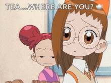 a cartoon of a girl asking where the tea is