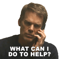 a man talking on a cell phone with the words " what can i do to help "