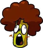 a cartoon drawing of a tree with a surprised look on his face