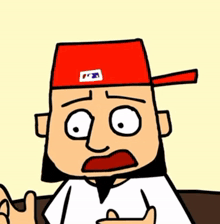 a cartoon of a man wearing a red hat that says mlb on it