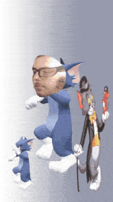 a cartoon of tom and jerry with a man 's face on it