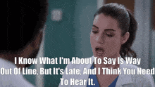 Greys Anatomy Jules Millin GIF - Greys Anatomy Jules Millin I Know What Im About To Say Is Way Out Of Line GIFs