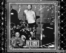 a black and white photo of a band called jlh