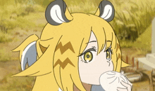 a cartoon drawing of a girl with yellow hair and a ponytail