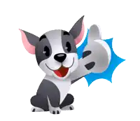 a cartoon dog gives a thumbs up sign