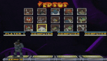 a video game screen with versus written on the top left