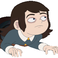 a cartoon girl is laying on her stomach and looking up