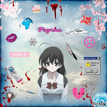 a picture of a girl with a system failure message on the screen