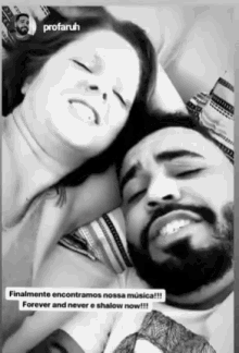 a black and white photo of a man and a woman with the caption " forever and never e shallow now "
