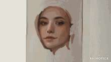 a drawing of a woman 's face is being made in animatica