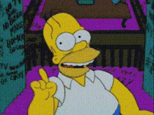 homer simpson from the simpsons is pointing up