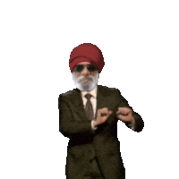 a man with a beard wearing a turban and sunglasses is dancing