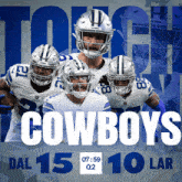a poster for the cowboys showing a time of 07:59
