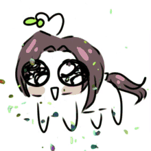 a drawing of a girl with a ponytail and a bunch of crayons coming out of her mouth