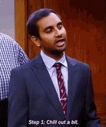 Step 1: Chill Out GIF - Parks And Rec Aziz Ansari Chill Out GIFs