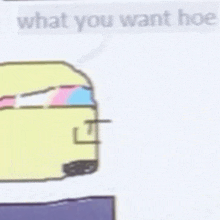 a cartoon of a toaster with the words `` what you want hoe '' on the bottom .