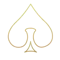 a gold ace of spades with the letter i inside of it