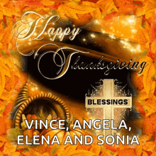 a picture of a cornucopia with the words happy thanksgiving blessings on it