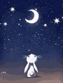 Star Gazing Crescent Moon GIF - Star Gazing Crescent Moon Bunny GIFs
