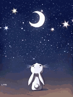 Star Gazing Crescent Moon GIF - Star Gazing Crescent Moon Bunny - Discover  & Share GIFs
