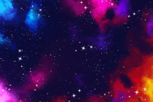 a painting of a colorful galaxy with stars in it