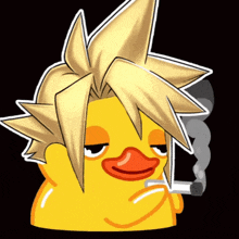 a cartoon duck with a cigarette in its mouth