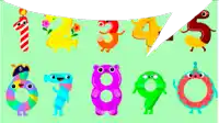 a set of colorful numbers with a speech bubble in the middle